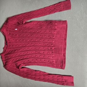 Ralph Lauren Girl's Red Cable Knit Sweater